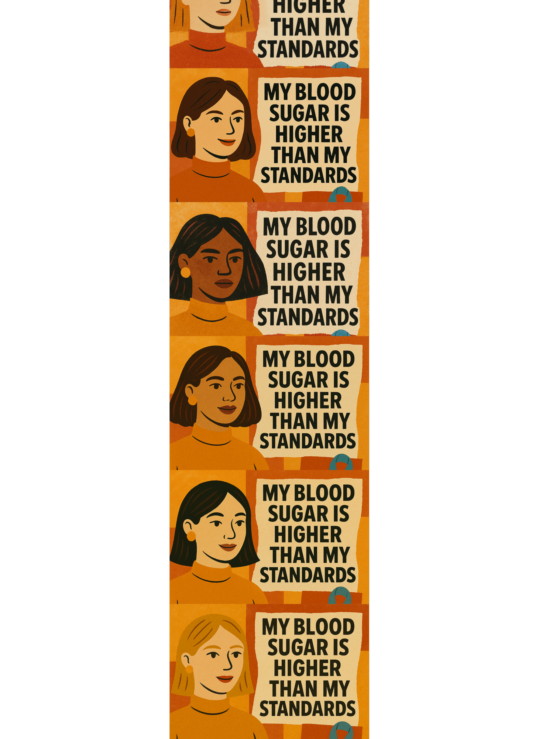 Funny T1D Sticker Sheet – “My Blood Sugar Is Higher Than My Standards” – Printable Diabetes Stickers | Cricut-Ready PNGs